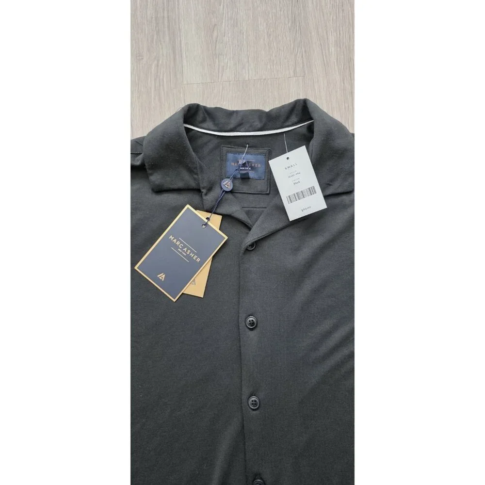 Marc Asher Polo Shirt Small Black Modal Blend Button Front NWT - Picture 4 of 10